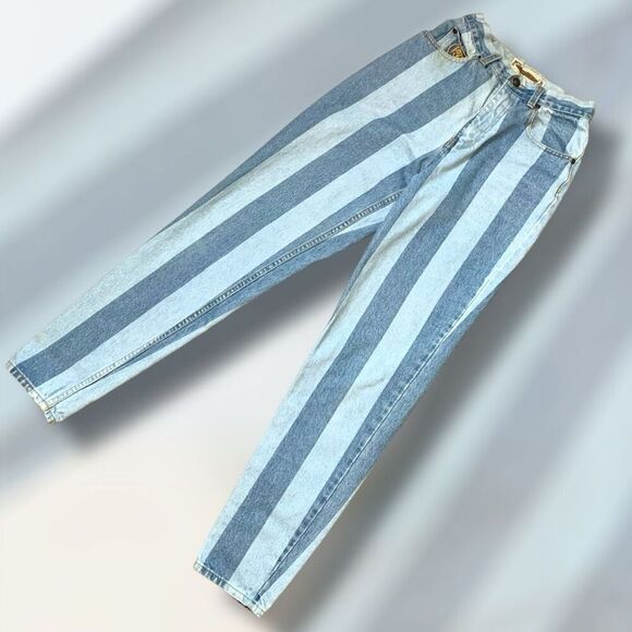 Vintage Denim - Vintage Paris Sports Slim Straight Jeans 23” Stripe High Rise Tapered